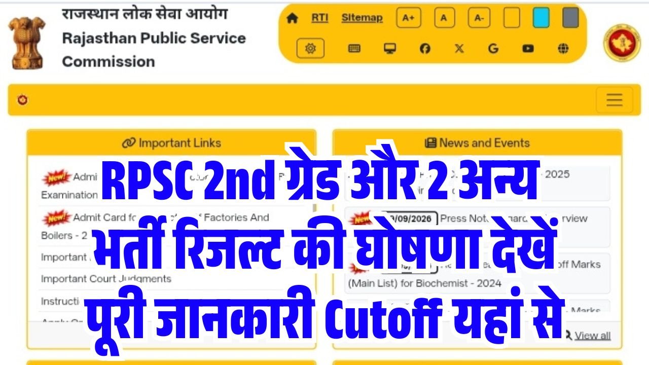 RPSC 2nd Grade Teacher Result Cutoff 2026