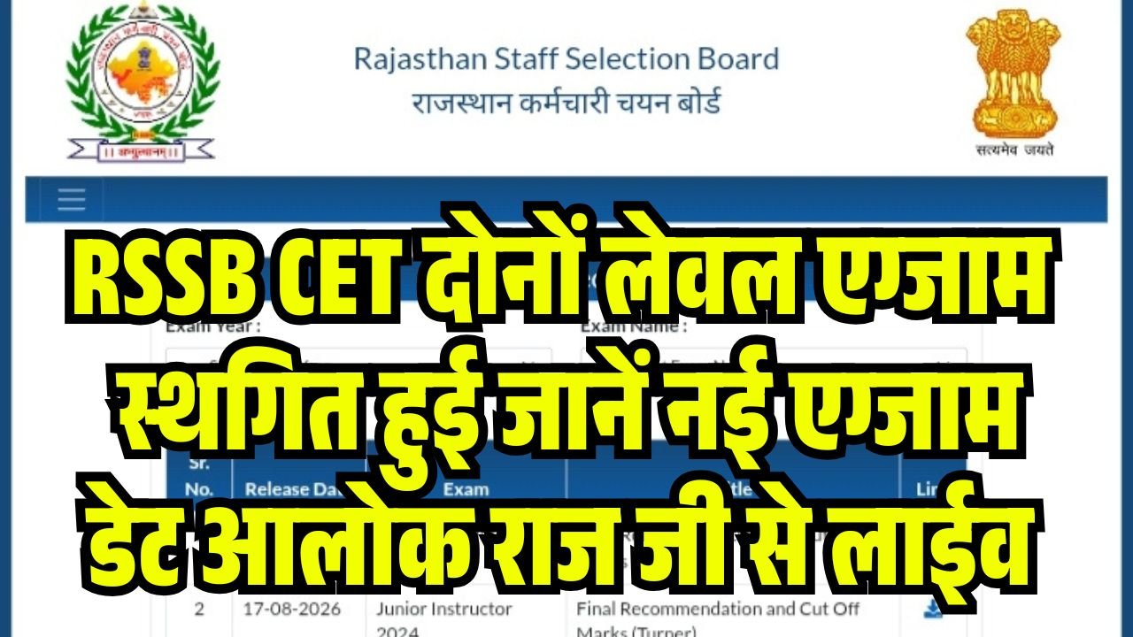 RSSB CET 12th And Graduate Level Exam Date 2026