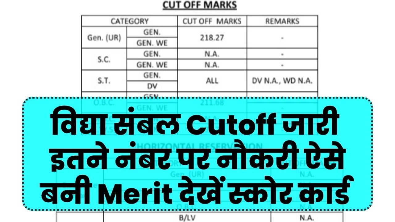 Vidya Sambal Yojana Cutoff 2026 Merit